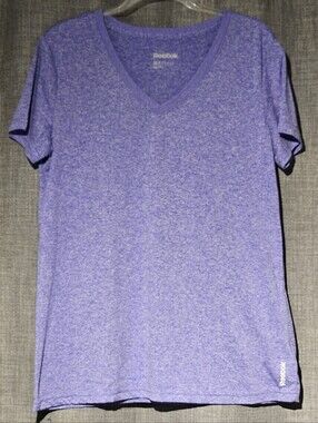 Reebok Performance V-neck Tee Purple Heather Womens Size XL Like New